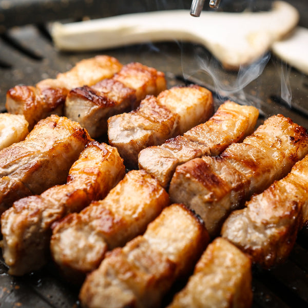 Grilled fresh pork belly