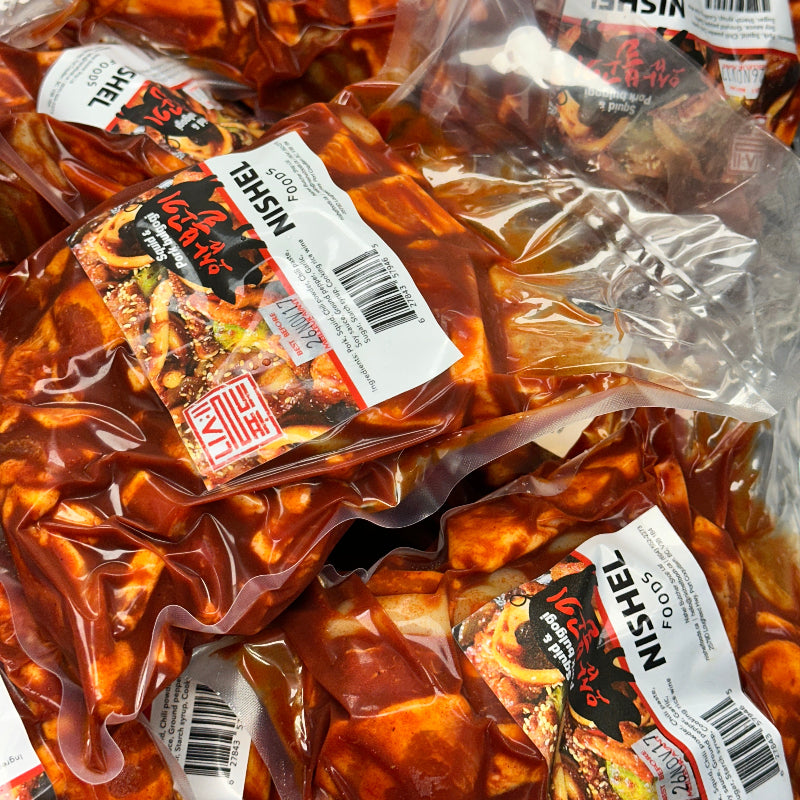 Multiple packages of Nishel's Spicy Pork & Squid Bulgogi